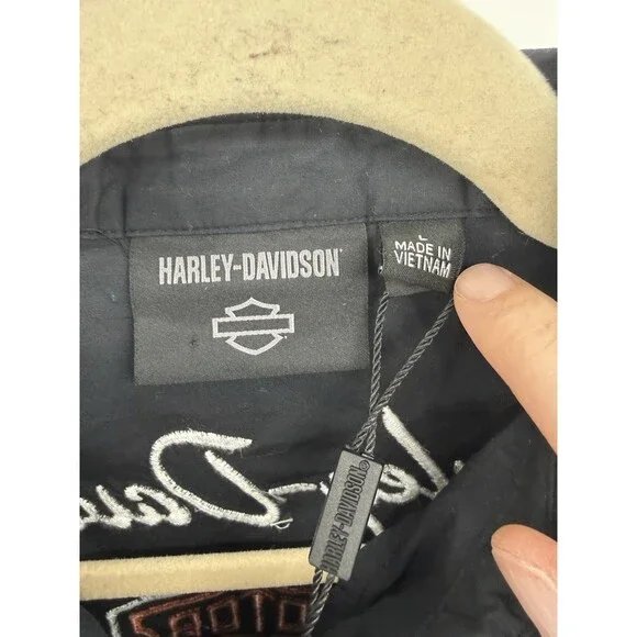 Harley Davidson Women's Short Sleeve Button Up Mechanic Style Shirt L 99023-23VW - Picture 2 of 13